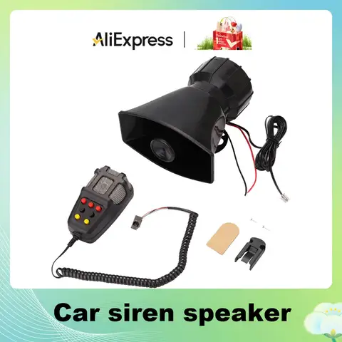 Car Emergency Siren Car Siren Horn Mic PA Speaker System Emergency Amplifier Hooter Alarm Horn Speaker 12V 80W 110dB Supplies