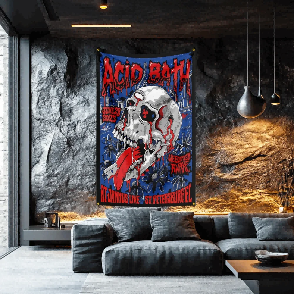 Acid Bath Inspired Vintage Flag  Polyester Wall Hanging For Party Decor Festival Fan Gift