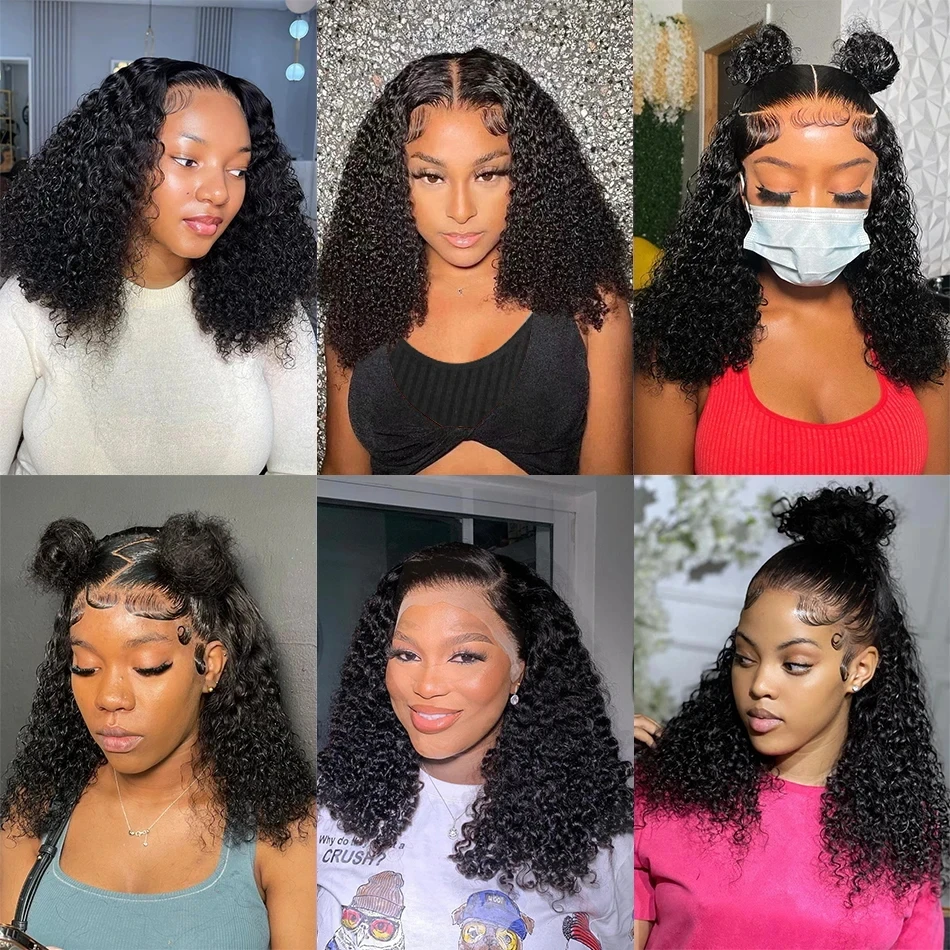 Pre Cut No Glue Wear to Go 13x4 Water Wave Bob Wig For Women Curly 7x5 Glueless Human Hair Wig 100% Ready To Go Short Bob Wig