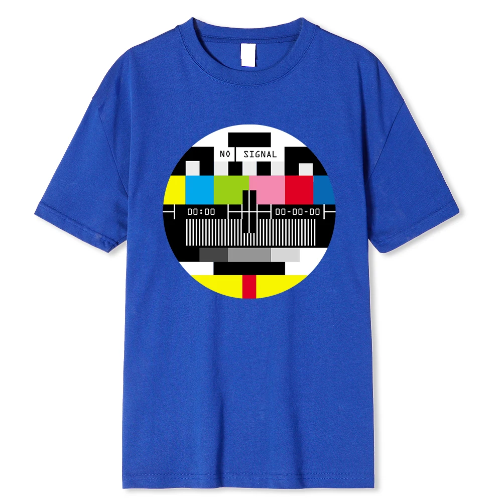 No Signal Men Tshirt Hip Hop Style Streetwear Tops & Tees Novelty Geometric Short Sleeve Summer Cotton T Shirt Oversize T-shirts