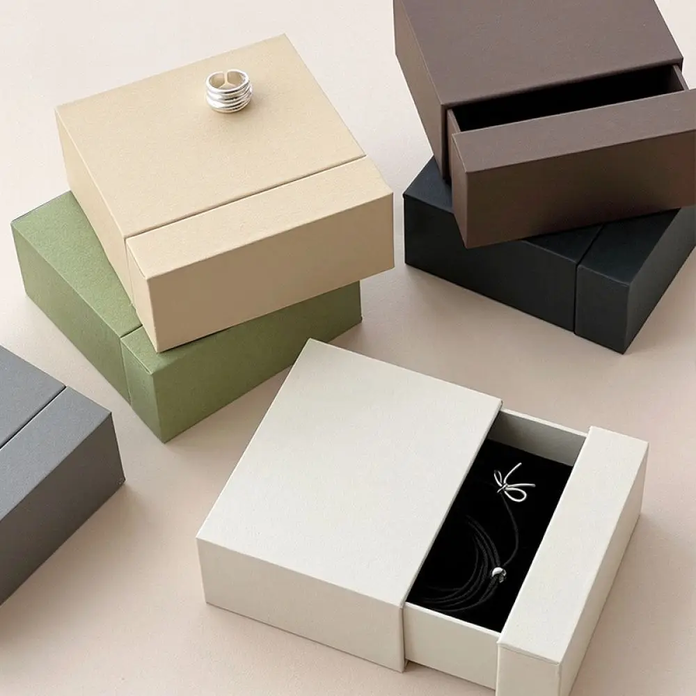 Ins Style Drawer Jewelry Packaging For Earrings Rings Necklace Storage Case Wearable Nails Display Gift Holder