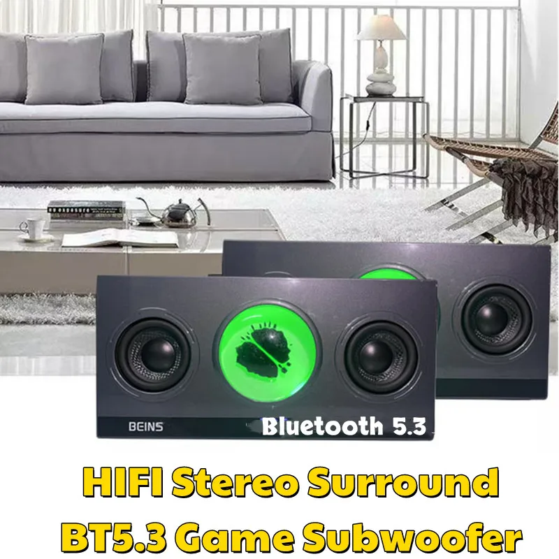 

Pickup Bluetooth Speaker Magnetic Fluid Sound Box Heavy Bass Powerful HIFI Stereo Surround BT5.3 Game Desktop TF AUX Subwoofer