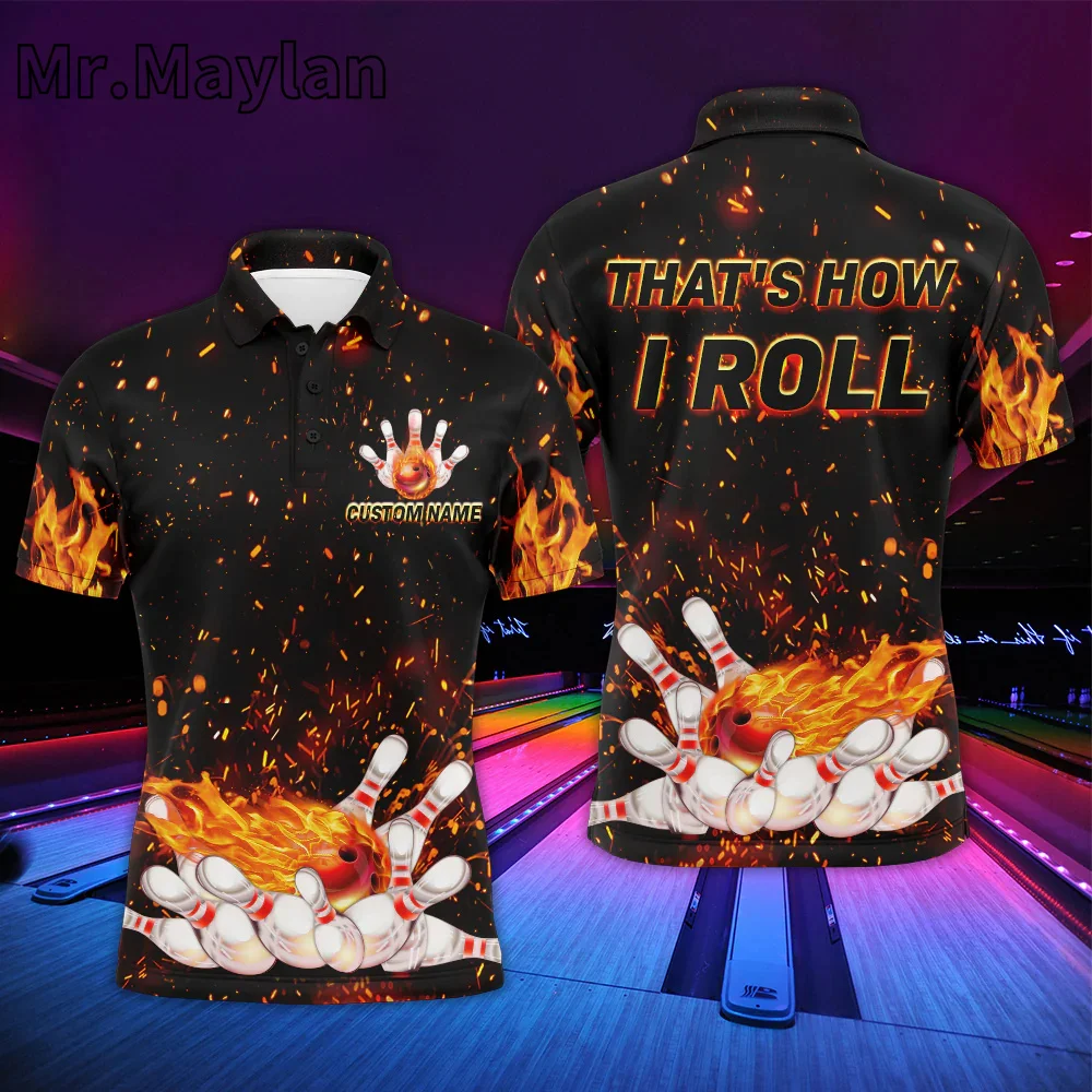3D Bowling Shirt For Men Custom Bowling Polo Shirt For Team Personalized Navy Bowling Jersey Gift for Bowling Lovers UnisexTops image 2