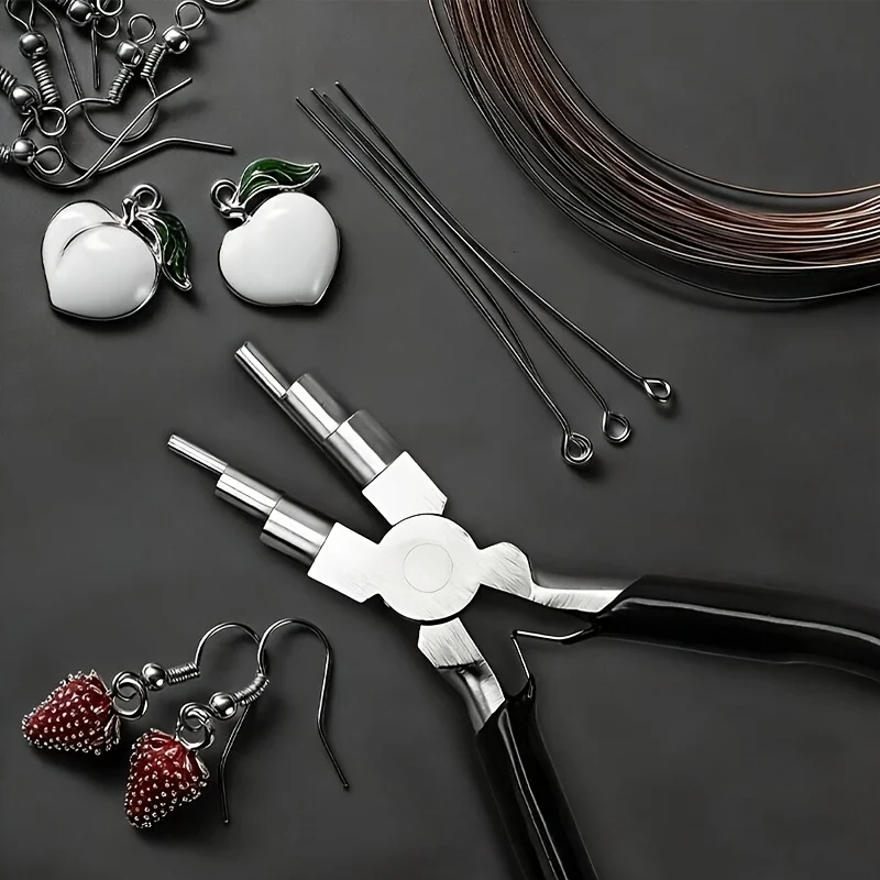 1pcs/2pcs Black Pliers, Jewelry Making Tools, Concave Hollow/Round Head Pliers, Metal Wire Rings and Bending Pliers,