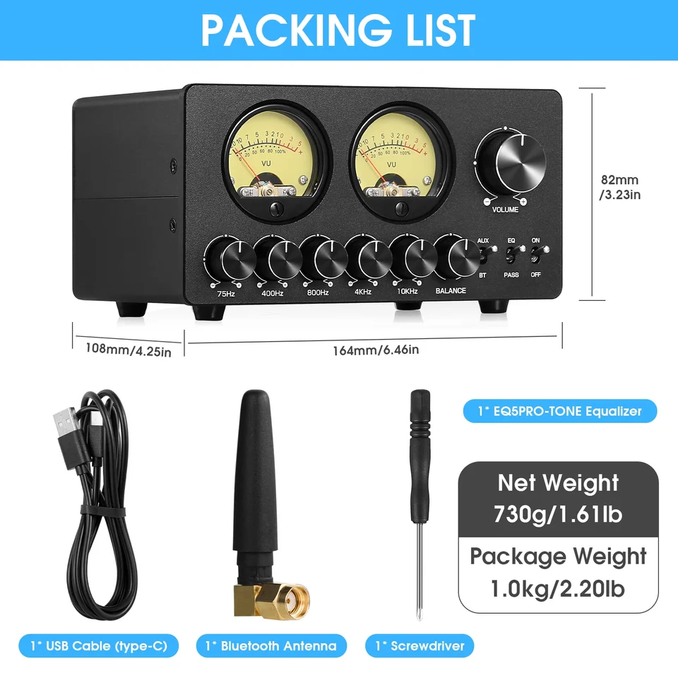 Douk Audio EQ5 TONE Mini 5-Band EQ Equalizer with Bluetooth