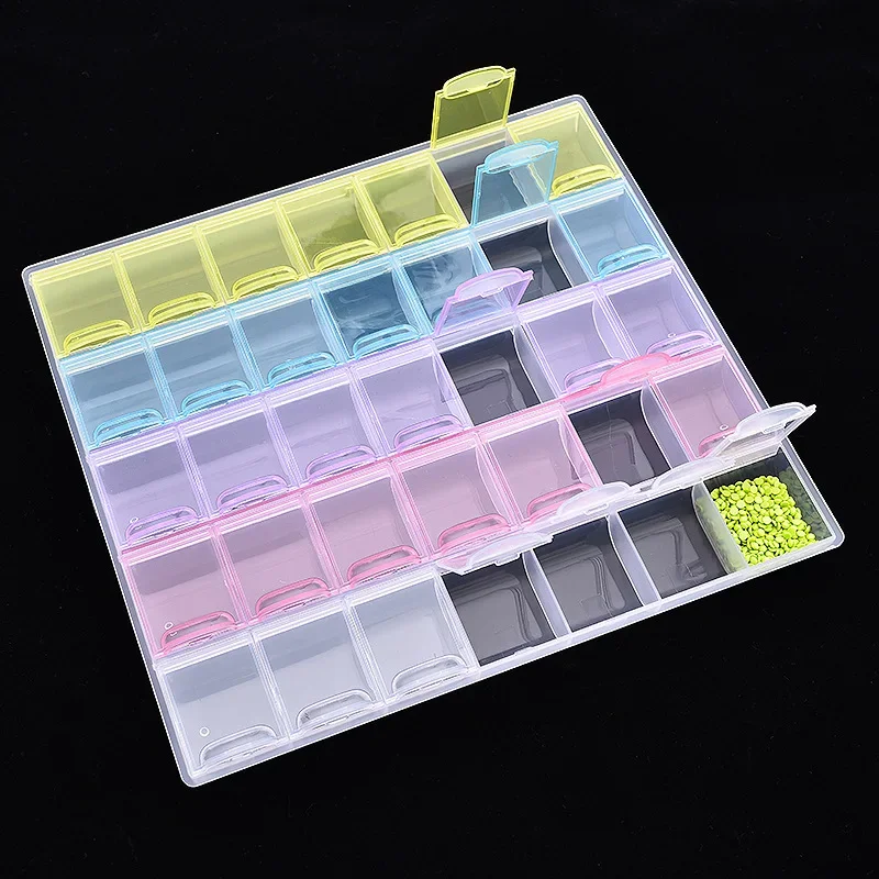 28 Grids 5D DIY Diamond Painting Tools and Accessories Storage Box Jewelry Rhinestones Container Organizer Case