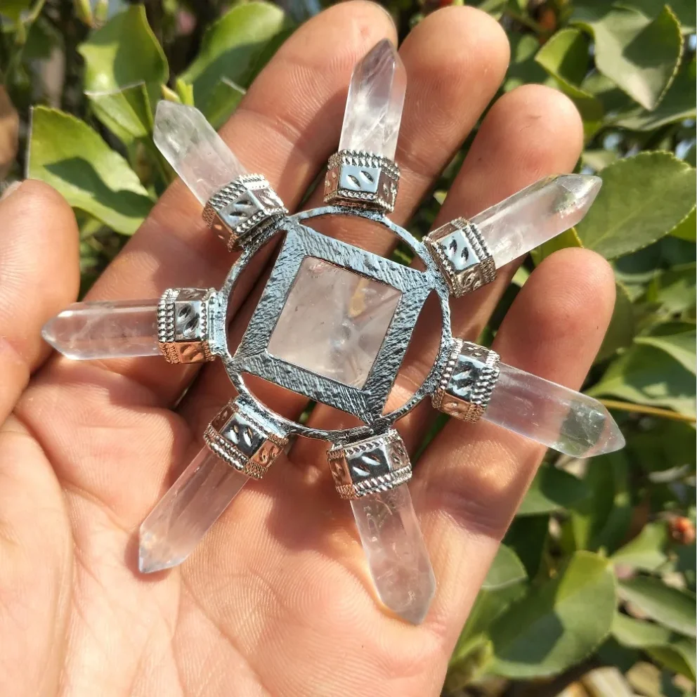 برج طاقة كريستال شفاف أبيض طبيعي جميل ، شفاء ريكي #5