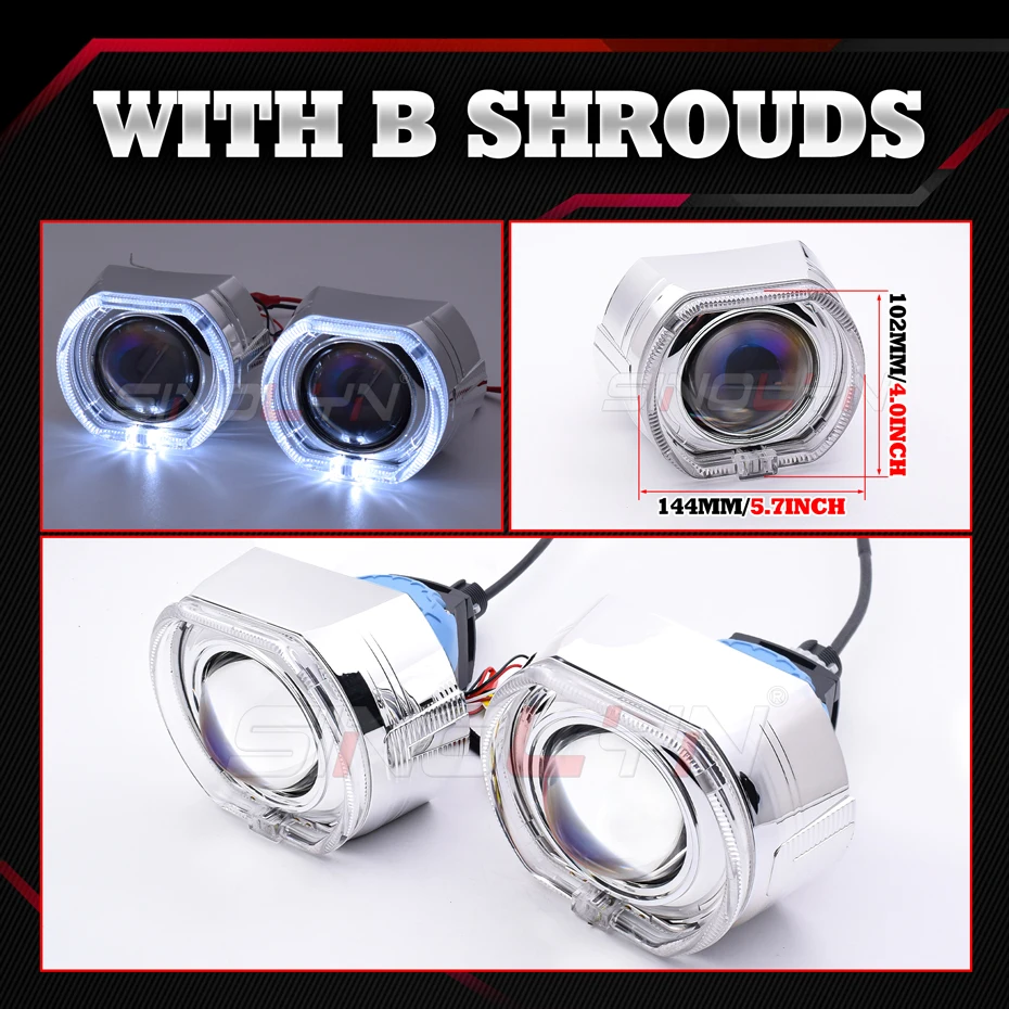 Sinolyn 3 Inch Blauwe Bi LED Projector Lenzen Voor H7 LED H4 H1 H11 9005 9006 Angel Eyes Koplampen 28000LM Autolichten Accessoires