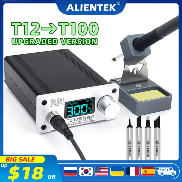 Stacja lutownicza T100 z regulacją temperatury elektroniczna T12 inteligentna stacja spawalnicza Oded cyfrowa lutownica narzędzia 110V/220V