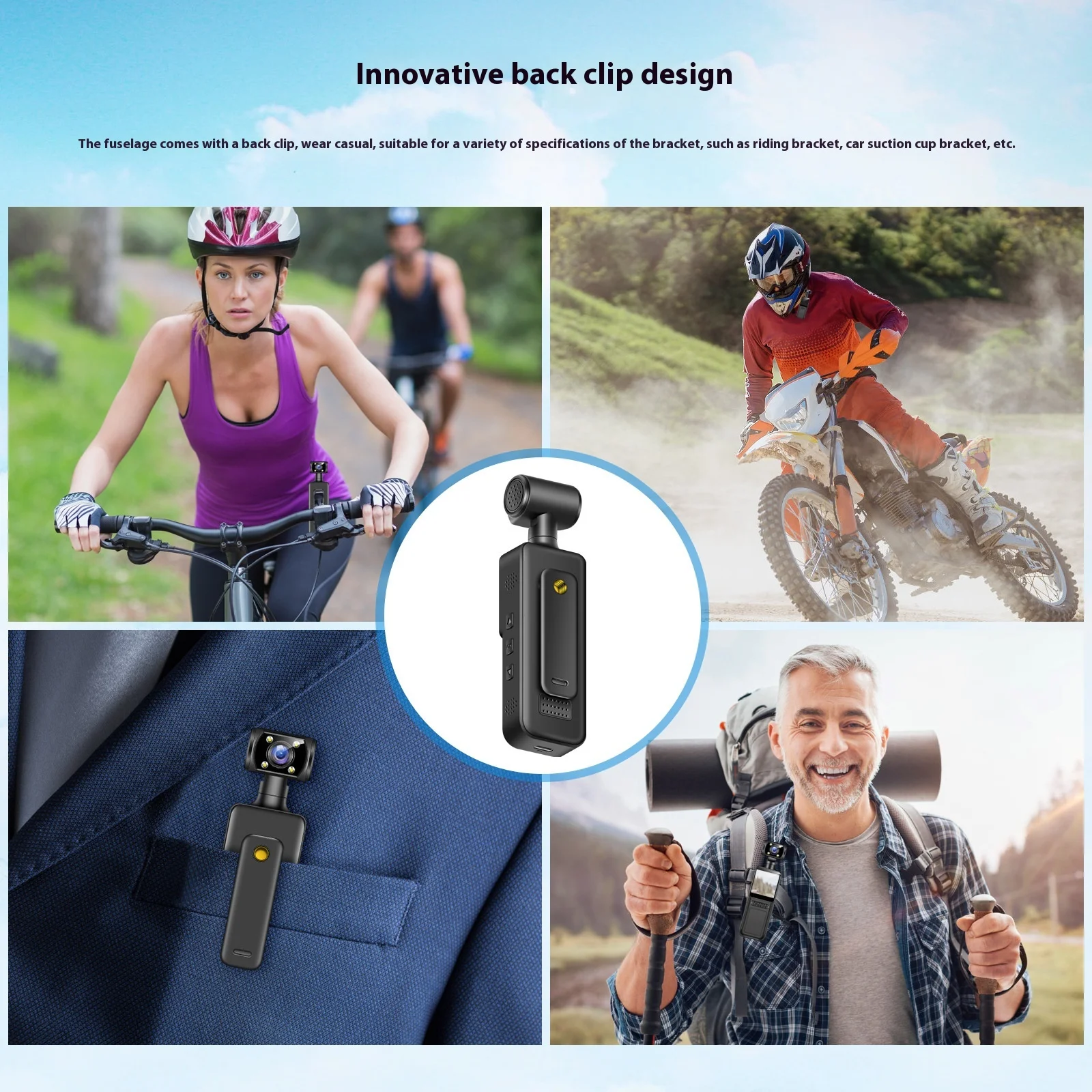 Portable HD WiFi Body-Worn Camera for Outdoor Sports for Bike Action Adventures Cross-Border Travel Handheld for Clear Video