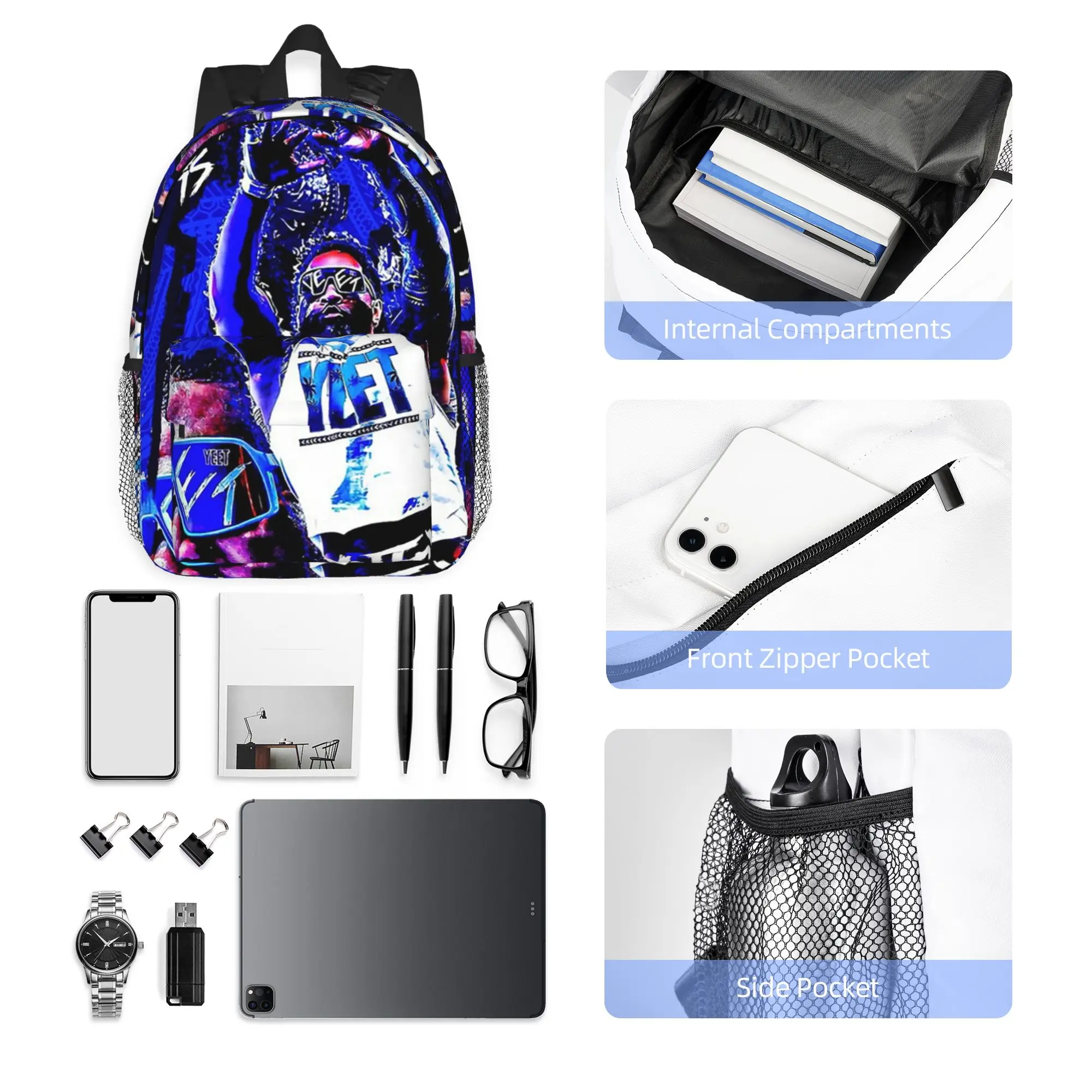 Jey Uso Yeet Art Backpack Hot Sale Daypack Large Capacity Boys Girls BookBag Shoulder Bags for Men Women School Bag