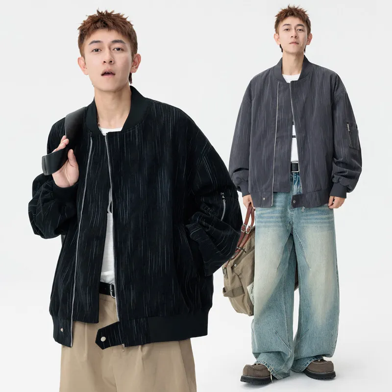 

Мужская ветрозащитная куртка-бомбер 2026 American Sle Baseball, свободный повседневный дизайн, модная верхняя одежда из полиэфирного волокна на молнии