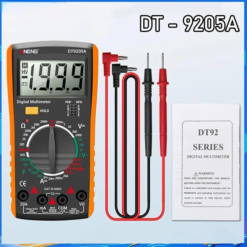 DT9205A Multimeter Digital True RMS Handheld 1999 Count  DC Tester Voltmeter for Industry Workshop Measurement Use