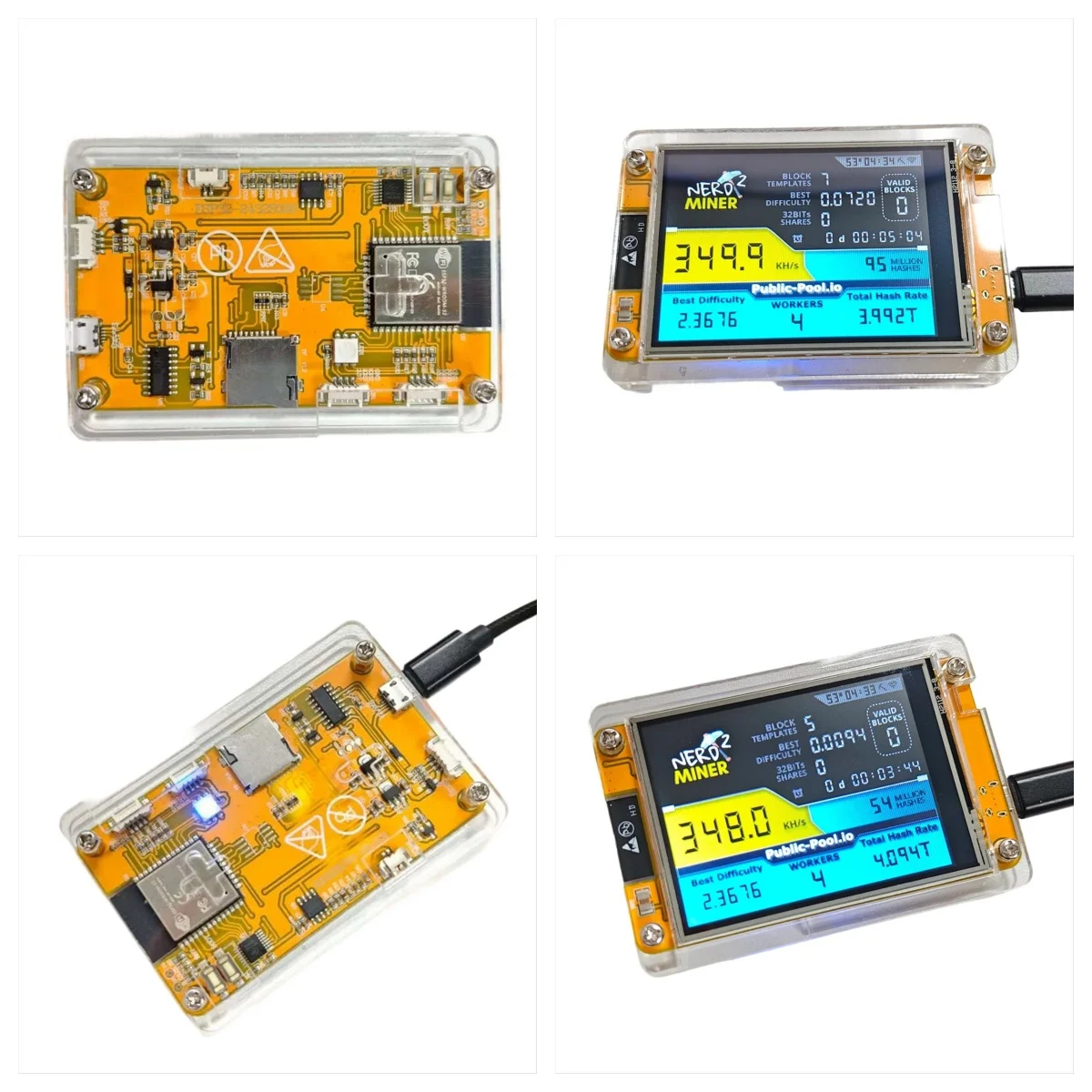 

350KH/S NerdMiner Solo Miner 2.8 Inch Smart Display Bitcoin Crypto Solo Lottery Miner Upgraded Harshrate NerdMiner