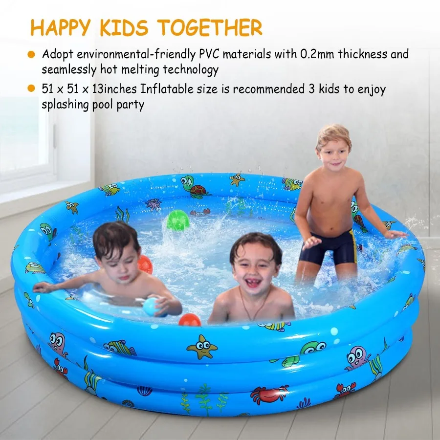 Piscina inflável 51x13In explodir piscina familiar para 3 piscina de bolinhas dobrável