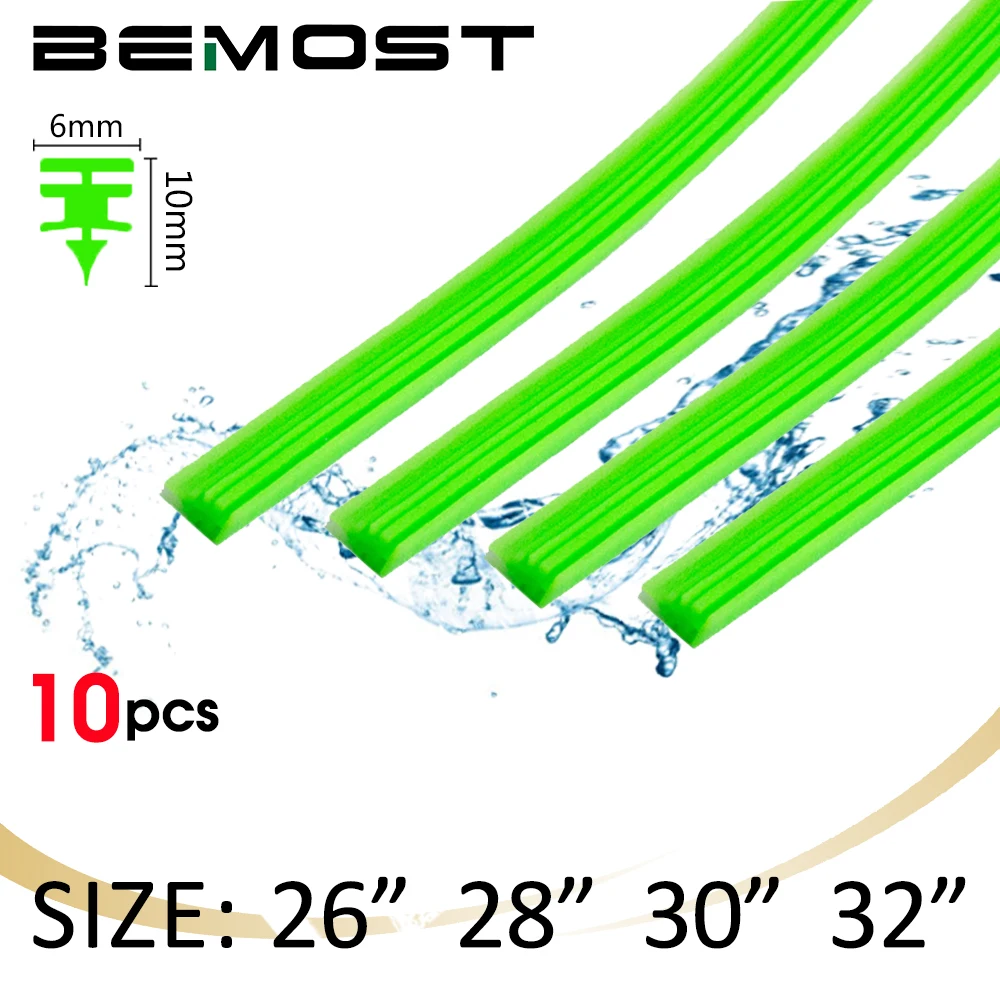 BEMOST 10pcs Green Car Wiper Blade Silica gel Silicon Refill Strips for Hybrid Type Wiper Blade 6mm 26