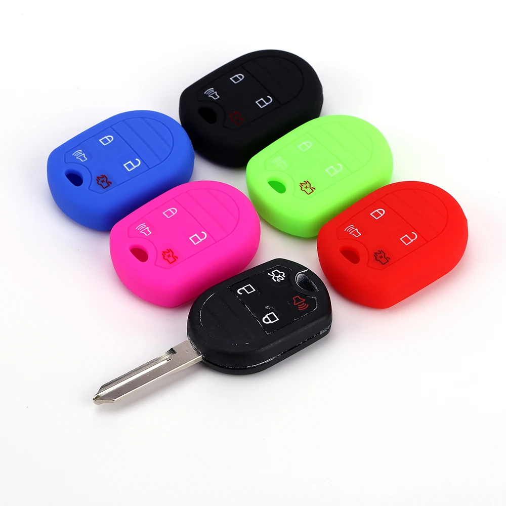 Silicone Key Case for Ford Focus Fiesta Escape Explorer V Eske 2012-2017 Key Cover 4 Button Key Holder Shell Protection Remote