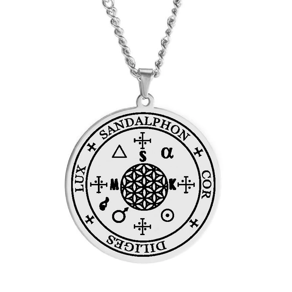 HLSS246 Sandalphon Cor Diliges Lux Archangel Sigil Guardian Seal Kabbalah Talisman Amulet Stainless Steel Pendant Necklace