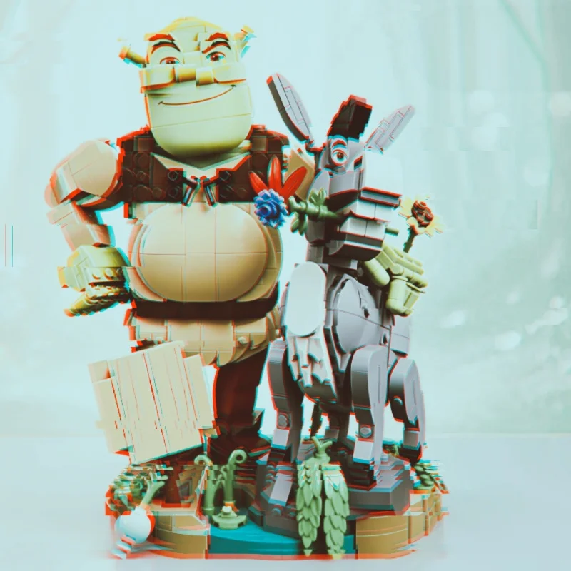 In Stock 1403pcs Donkey And Monster Building Blocks Model Set DIY Creative Bricks Toy Posable Display Birthday Gifts For Adults