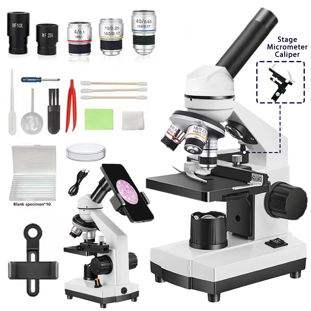 Microscope Compound 40X - Monocular Compound Microscope 40X-1000X, Dual LED