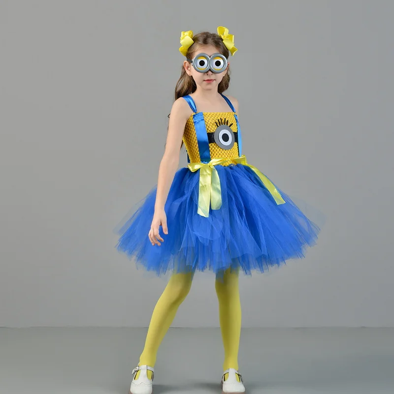 

Girls Big Eye Anime Cartoon Costumes Kids Halloween Birthday Party Princess Dress Children Tutu Dresses Stage Performance Dress