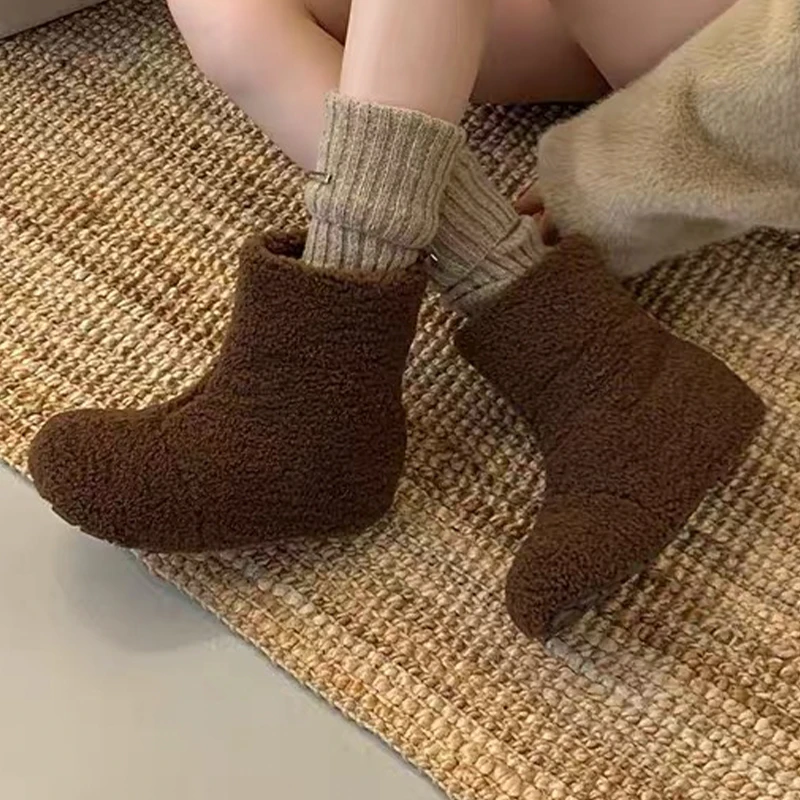 الفراء الثلوج حذاء من الجلد النساء الشقق موضة عادية أحذية رياضية 2025 العلامة التجارية الجديدة فستان أحذية قطنية دافئة المشي دافئ Mujer Zapatos #5