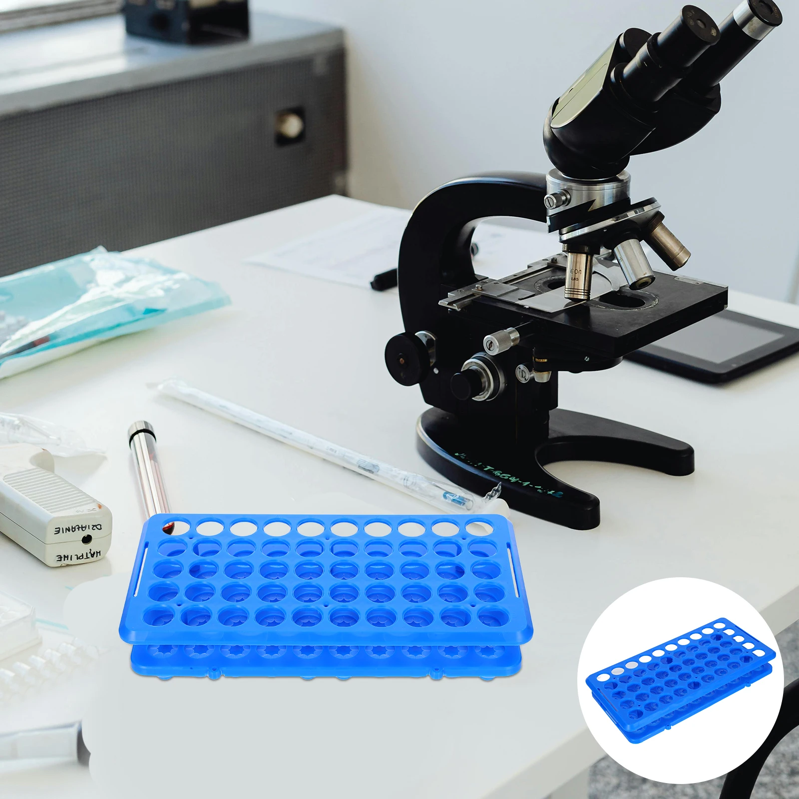 

2Pcs Plastic Test Tube Rack 50 Holes Stable Vial Holder Stand for Kids Scientific Experiments Lab Organizer Test Tube Rack