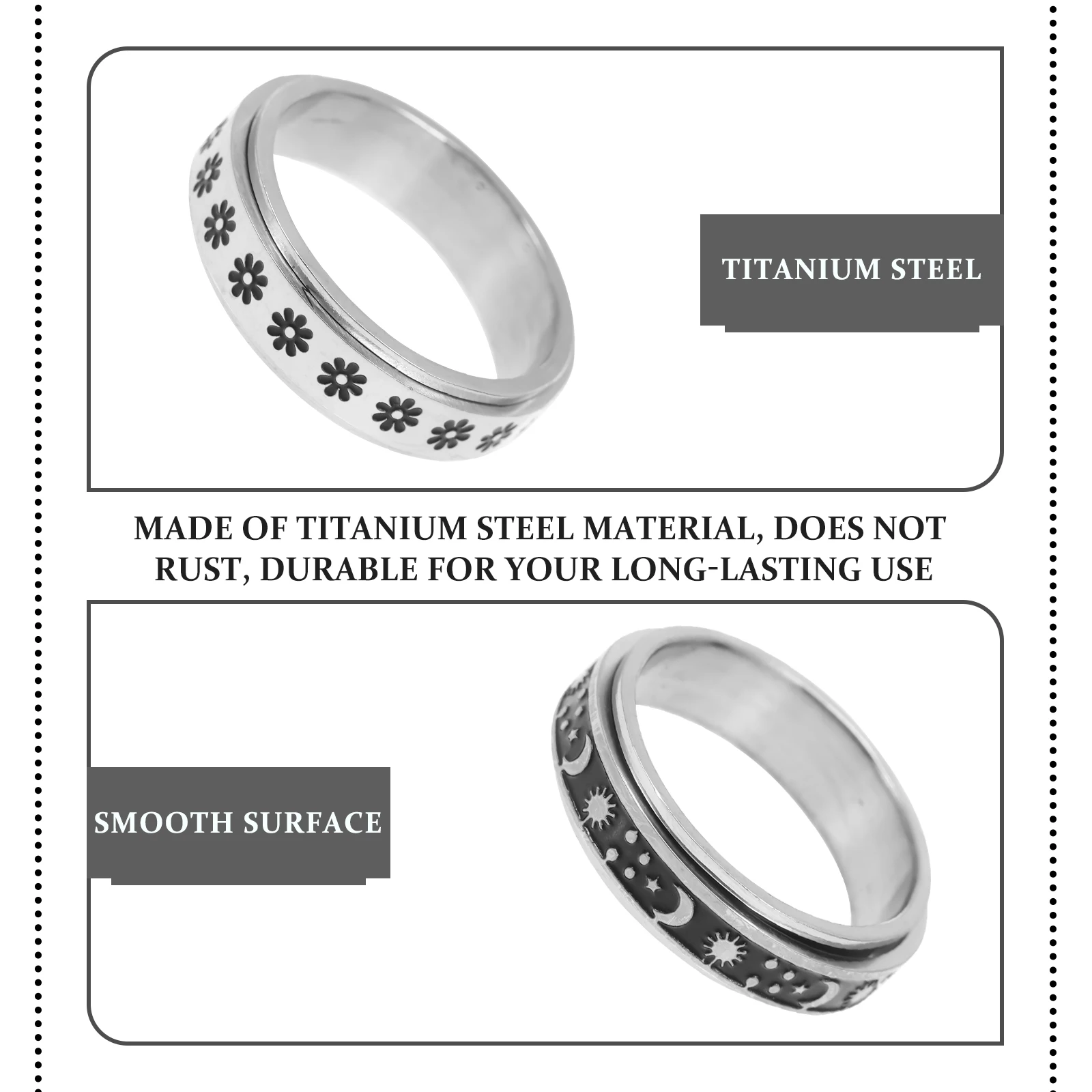 

7 Pcs Titanium Fidget for Girls Jewelry Worry Silver Miss