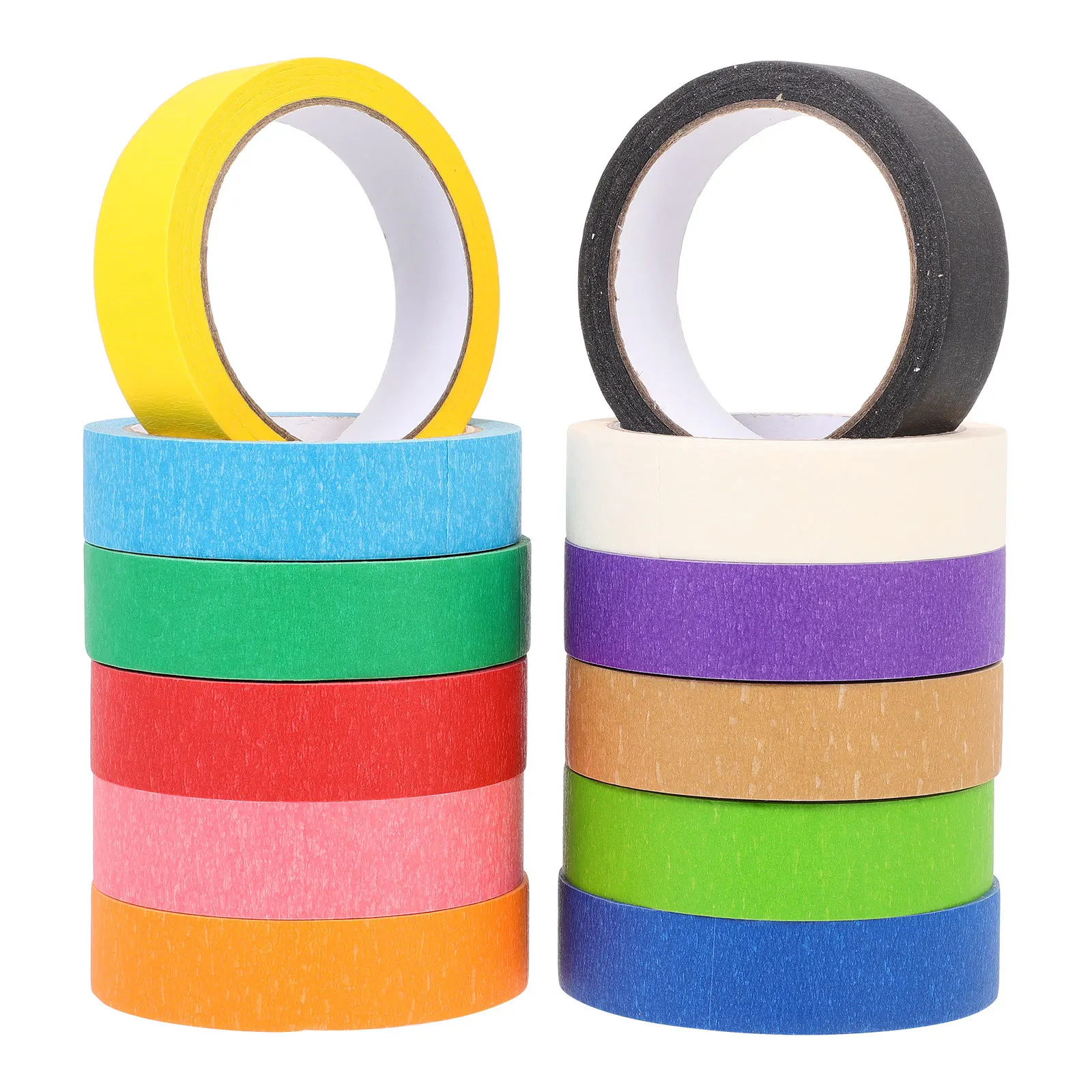 شريطٌ لاصق ملون 12 لفات شريط رسام ذاتي الصنع لرش السيارة جدران المنزل سهل التقشير بدون بقايا أشرطة إخفاء ذاتية الصنع