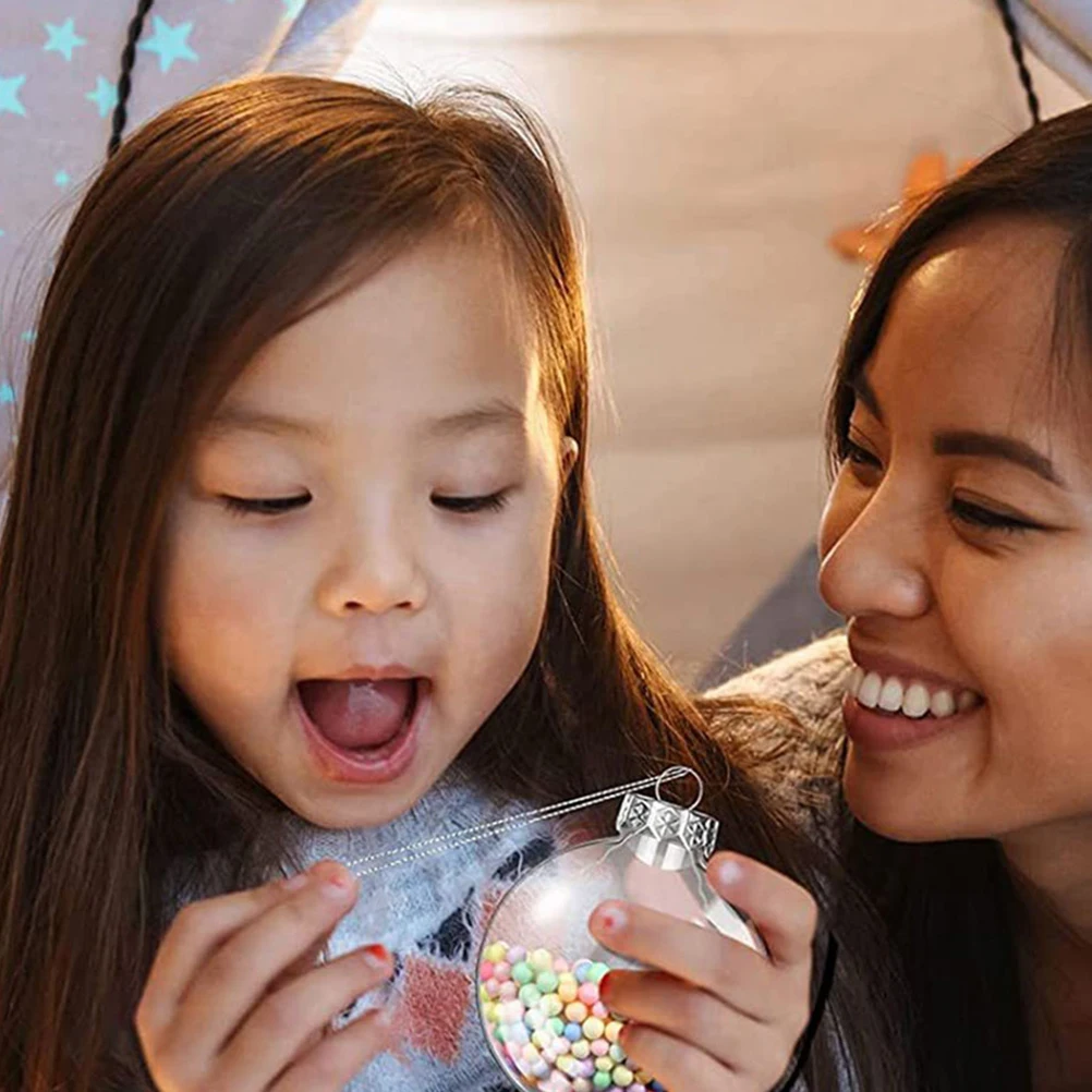 

12Pcs DIY Christmas Tree Transparent Hanging Balls Empty Xmas Ornaments Decorative Balls for Holiday Party Christmas Ball DIY