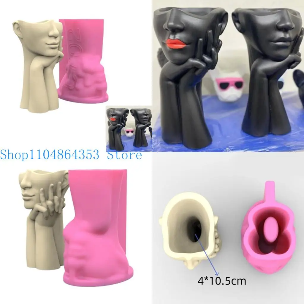 

652f Женщины сталкиваются с силиконовыми цветочными горшками плесень бетон подсвечники