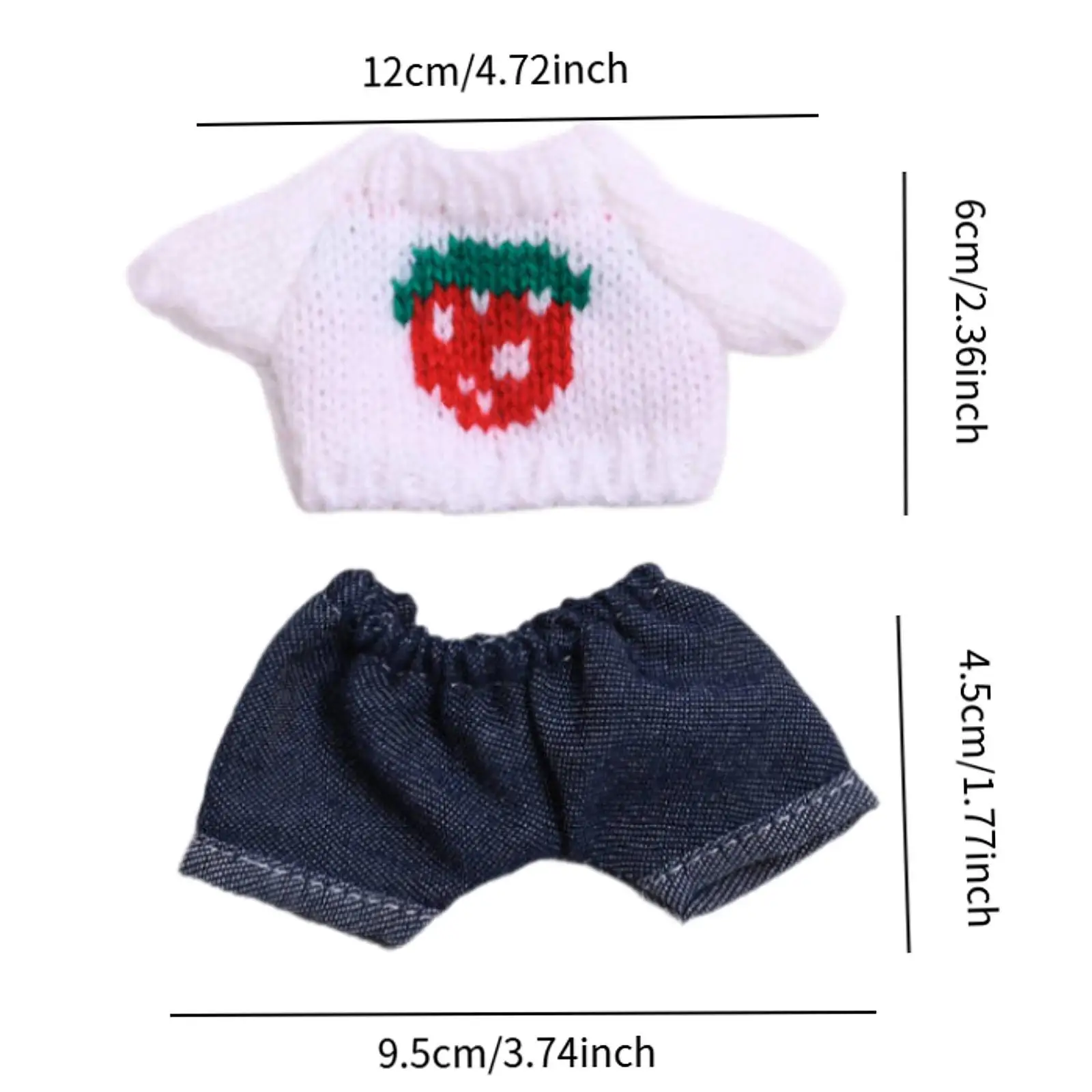 Pluszowe ubranka dla lalek 15cm -17cm Sweter i dżinsy Rekwizyty fotograficzne Lalka Outifit Stylowe pluszaki Ubranka Śliczne miękkie