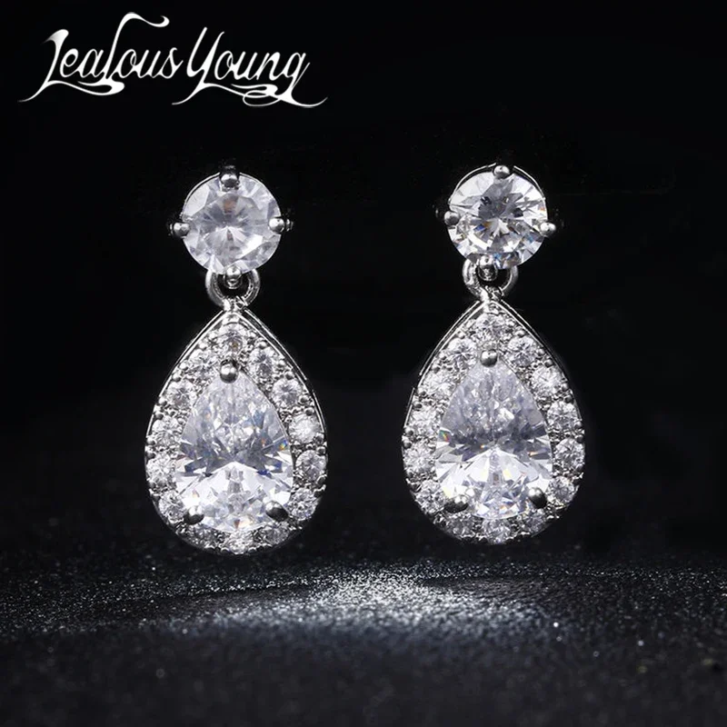 New Fashion Crystal Zircon Drop Earrings For Women  Luxury Long Dangle Earrings Wedding/Party/Anniversary Jewelry Bijou AE329