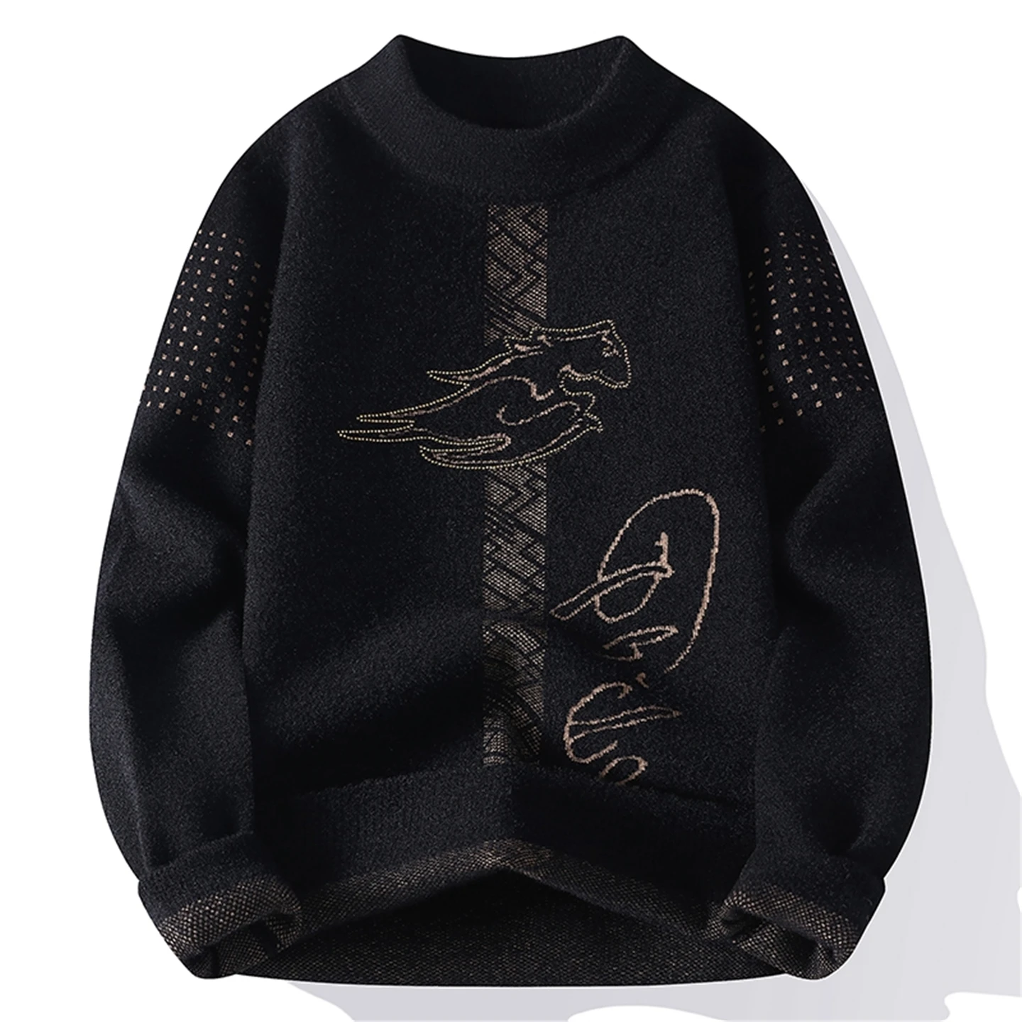 Suéter de Punto con Cuello Redondo para Hombre, Cseta Interior Cálida y Moderna, Estilo Casual, Fibra de Poliéster, Manga ...