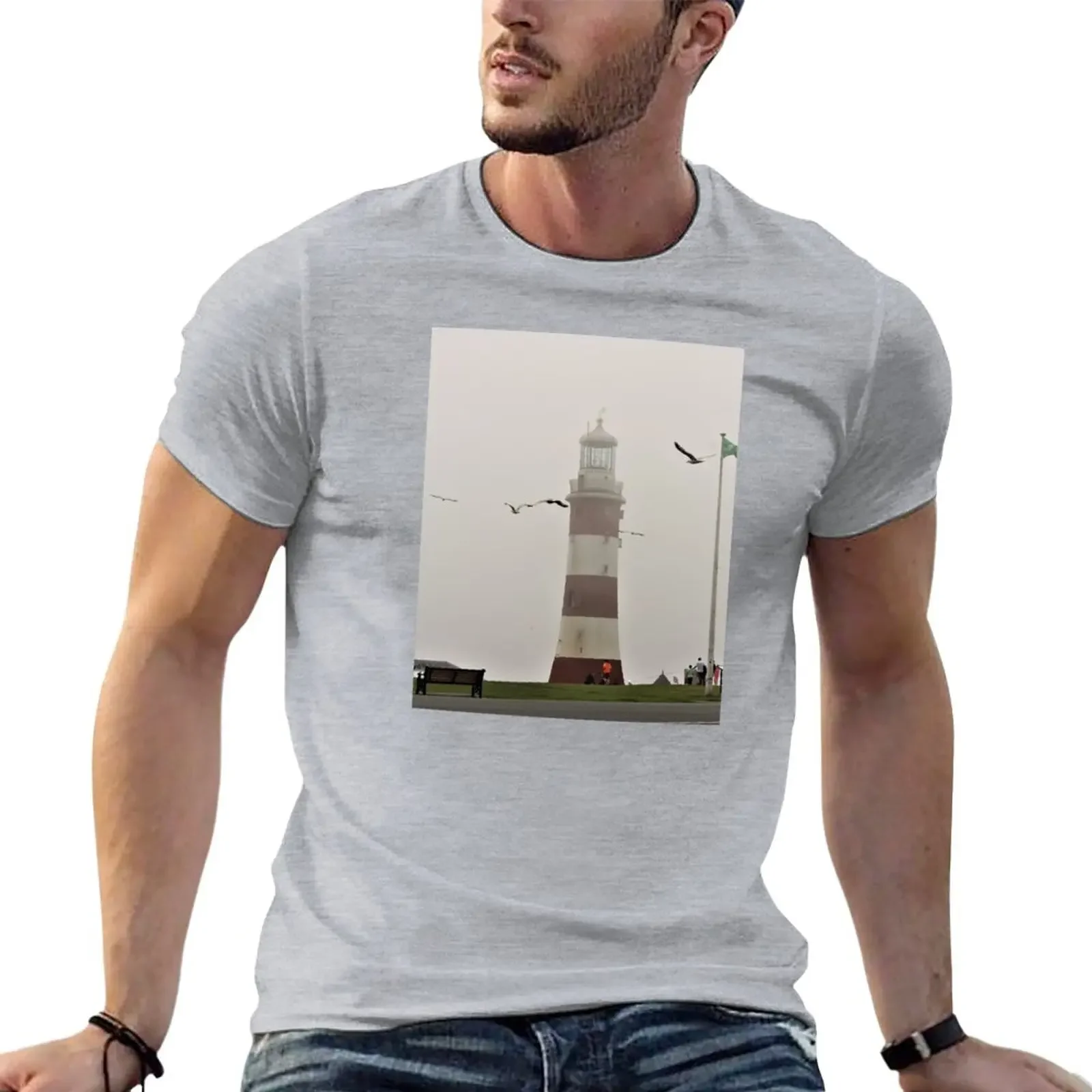 Former Lighthouse in the Fog T-Shirt graphics cute tops sweat black t-shirts for men