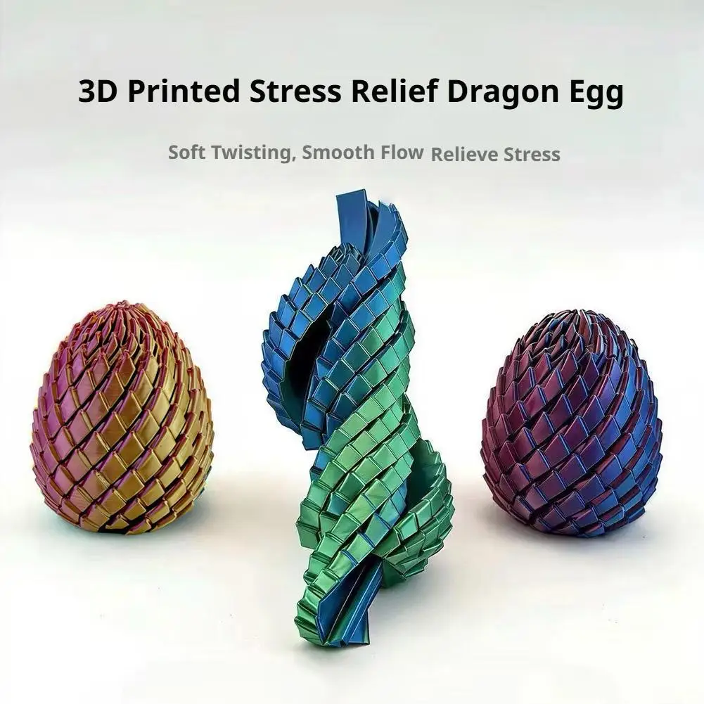 3D Printed Dragon Egg Stress Toy Articulated Stretching Sensory Fidget Toy Deformable Dragon Egg Gift for Kids Adult Fidgets image 4