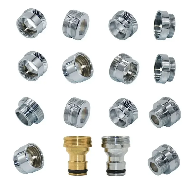 Brass Silver Water Faucet Coupler M16 M18 M20 M22 M24 M28 Thread Connector Fittings For Bubbler Kitchen And Bathroom