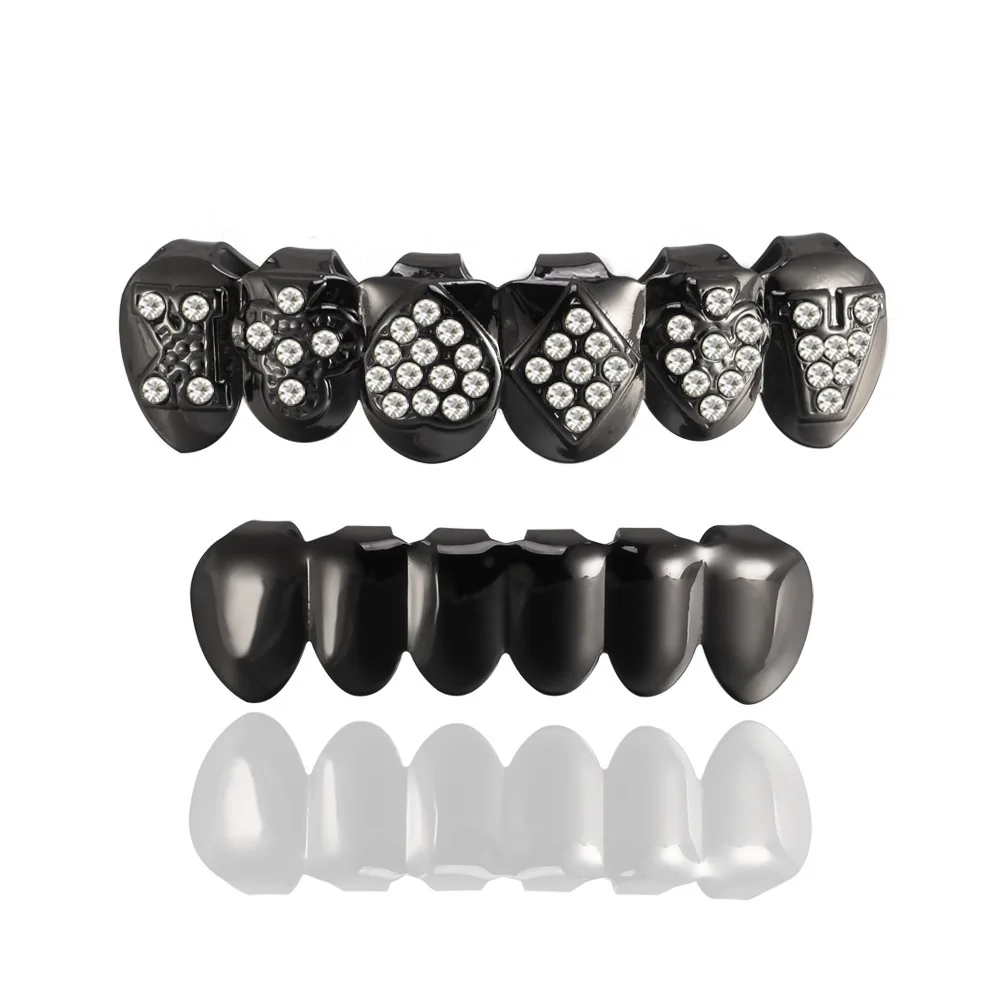 Europe  America  Popular Hip-Hop Decorative Zircon Teeth Gold Silver Gun Black Punk Teeth Popular Jewelry