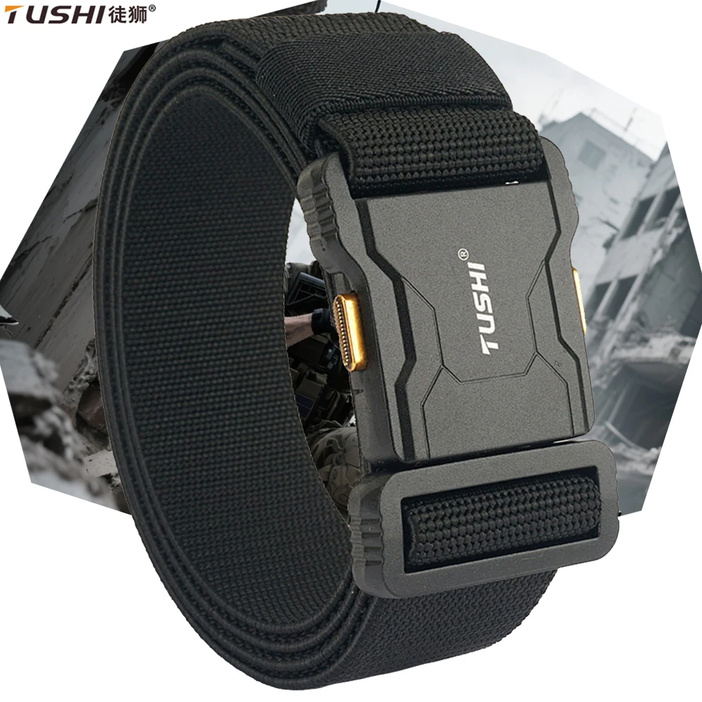 

TUSHI Authentic Quick Release Tactical Belt Elastic Military Belt Navy Army Outdoor Hunting Training Breathable Quality Belt