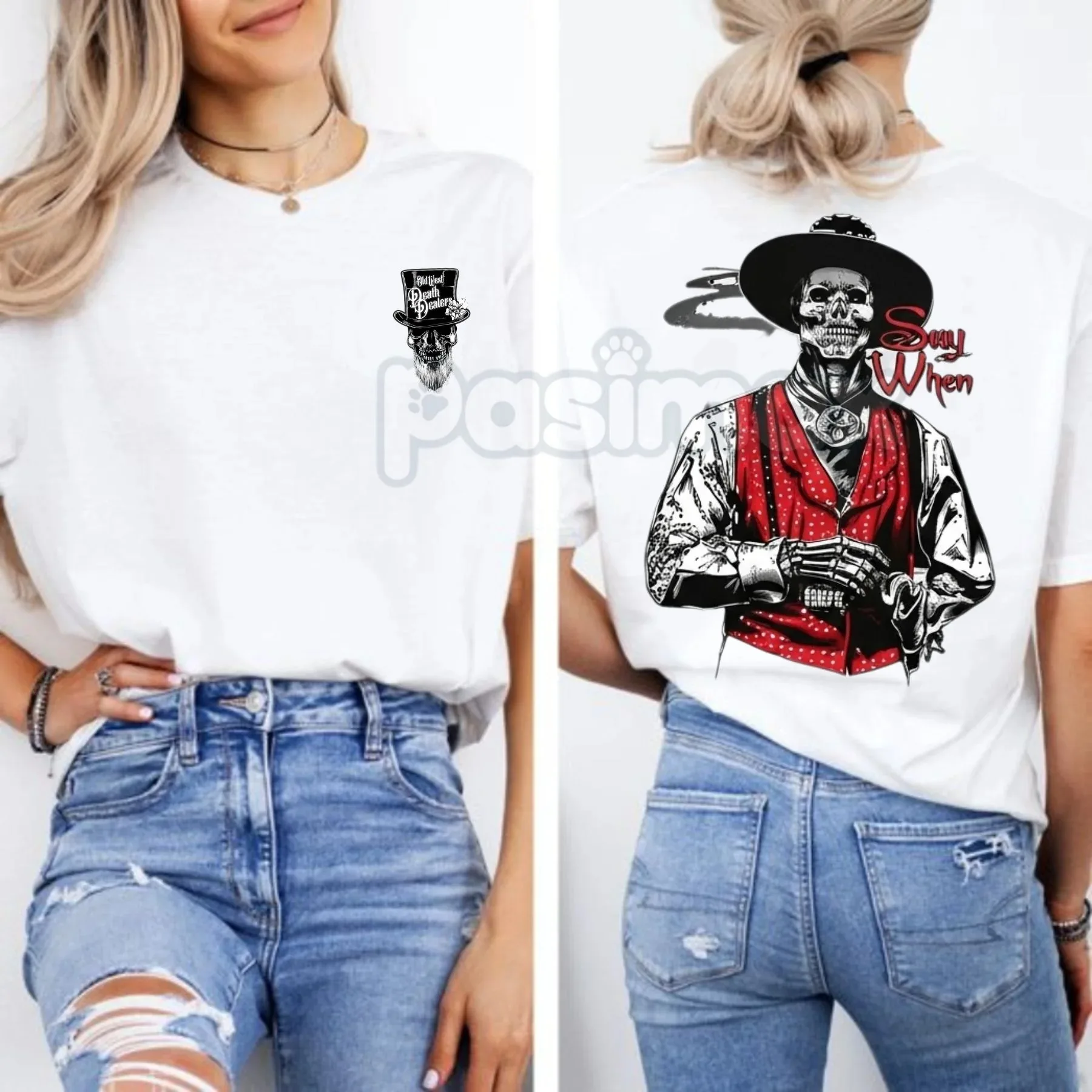 Doc Holliday Zombie _Say When_ Western Tee الراقية الفاخرة لكل من الرجال والنساء أفضل Y2k الصيف الساخن بيع #1