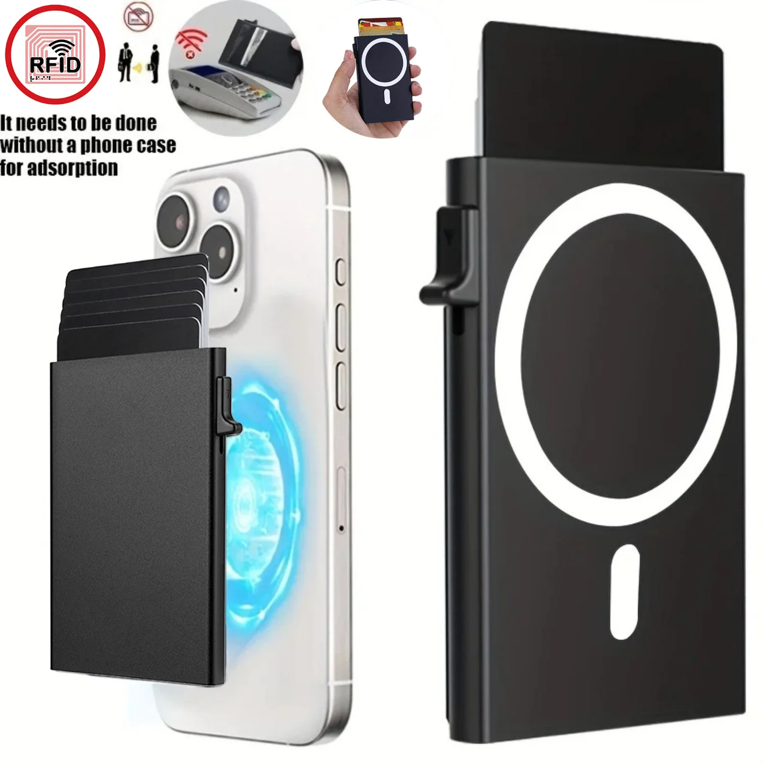2026 RFID-Schutz Magnetischer Kartenhalter für Damen und Herren Modische Handy-Kartenbox Pop-Up Aluminium-Legierung Kartenclip Geldbörse