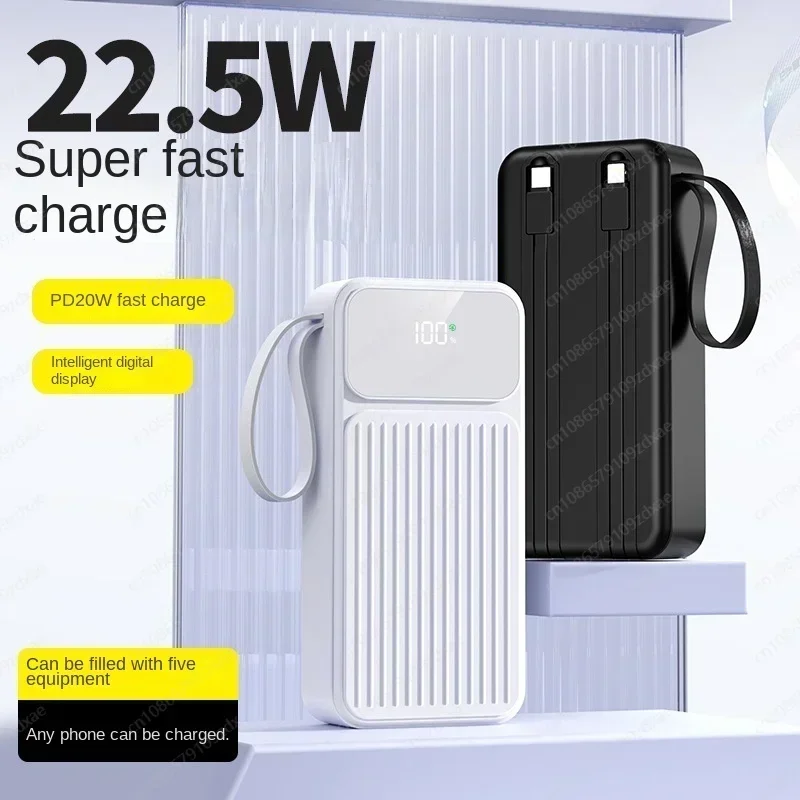 Business PD super fast charging digital display with its own cable power bank 30000 mAh mobile power supply