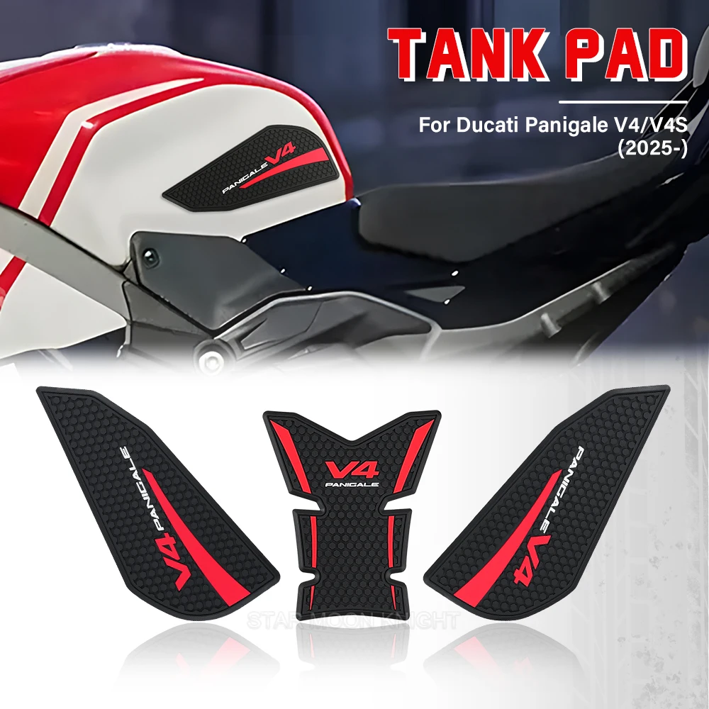 جديد لـ Ducati Panigale V4 Panigale V4S 2025 + قبضة خزان شارات جانبية للدراجات النارية ملحقات وسادة خزان مضادة للانزلاق