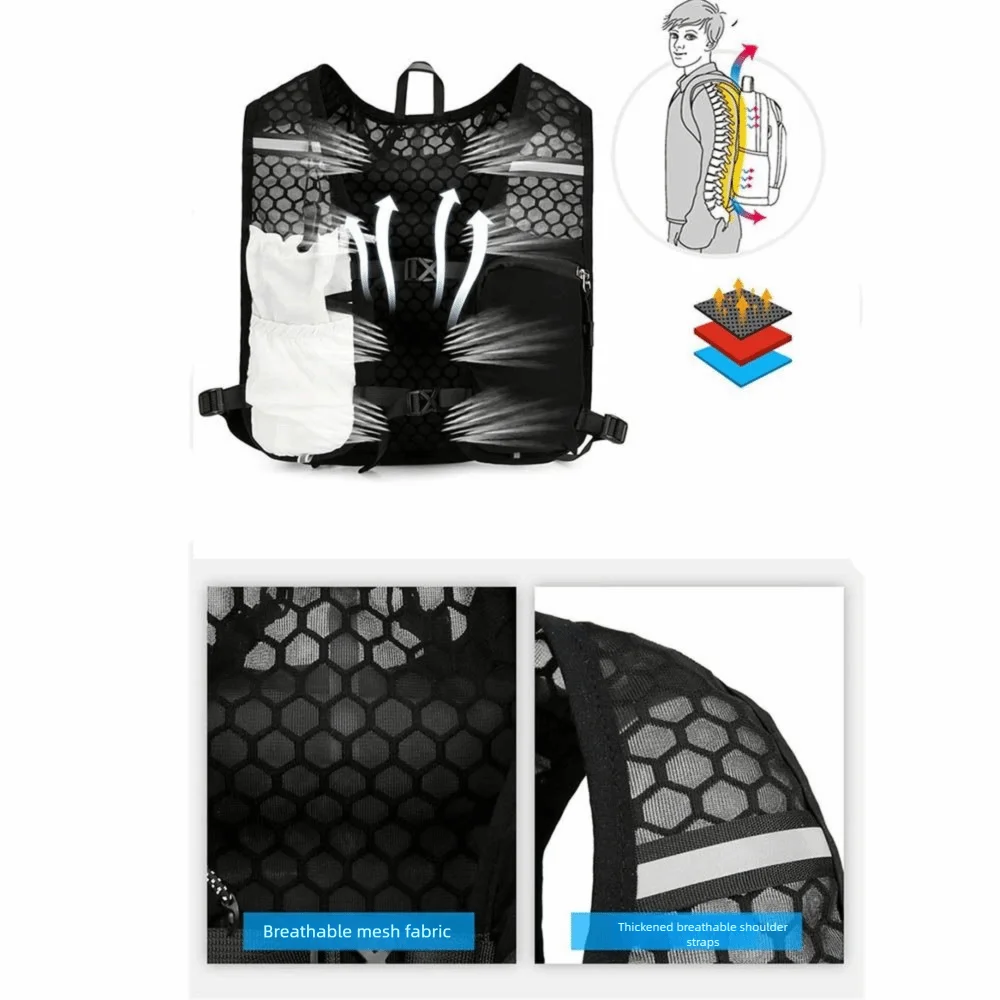 Lightweight Hydration Running Vest Reflective Design Breathable Hydration Pack Convenient Multifunctional