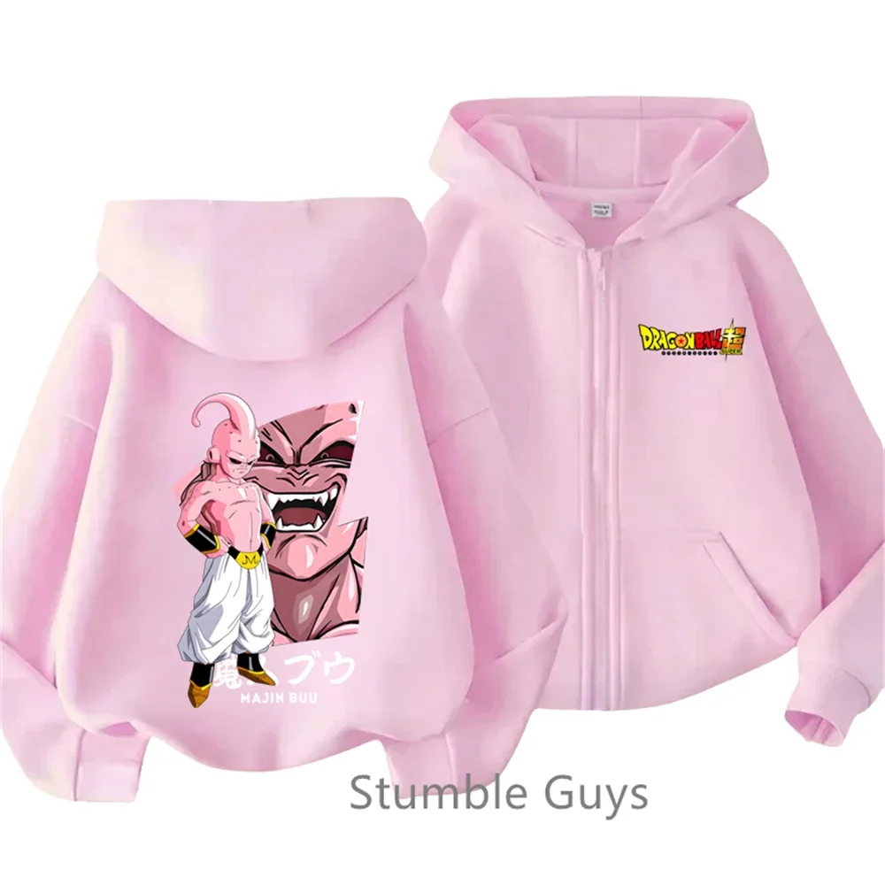 Sudadera con capucha de Dragon Ball Z para niños, ropa con cremallera, Goku, dibujos animados, Tops de primavera y otoño