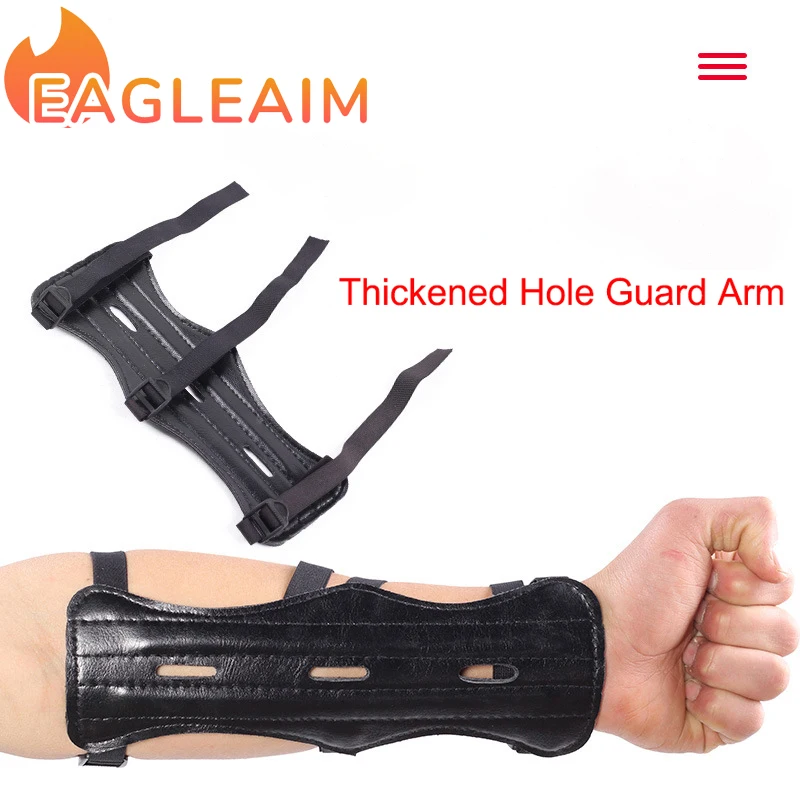 Adjustable 22CM Leather Forearm Protector Archery Hunting and Shooting Accessories Arm Guard Protector Bow Range 3-Strap Buckles