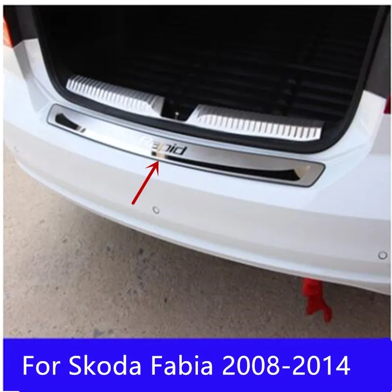 

stainless steel Rear Bumper Protector Sill Trunk Tread Plate Trim Car styling For Skoda Fabia 2008-2014 Car-covers