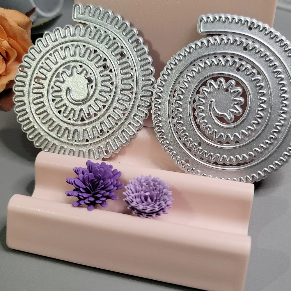 6 Styles Spiral Flower Metal Cutting Dies Scrapbook Embossing Circle Die Cuts Album DIY Craft Cutting Die 2023 New