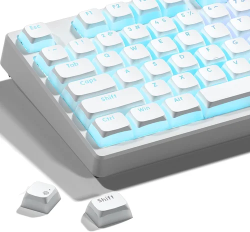 Imagen 1 del producto Teclas XDA Pudding, retroiluminadas translúcidas, doble disparo, para teclado mecánico con interruptores MX Cherry de diseño 60%/65%/75%/80%/100%