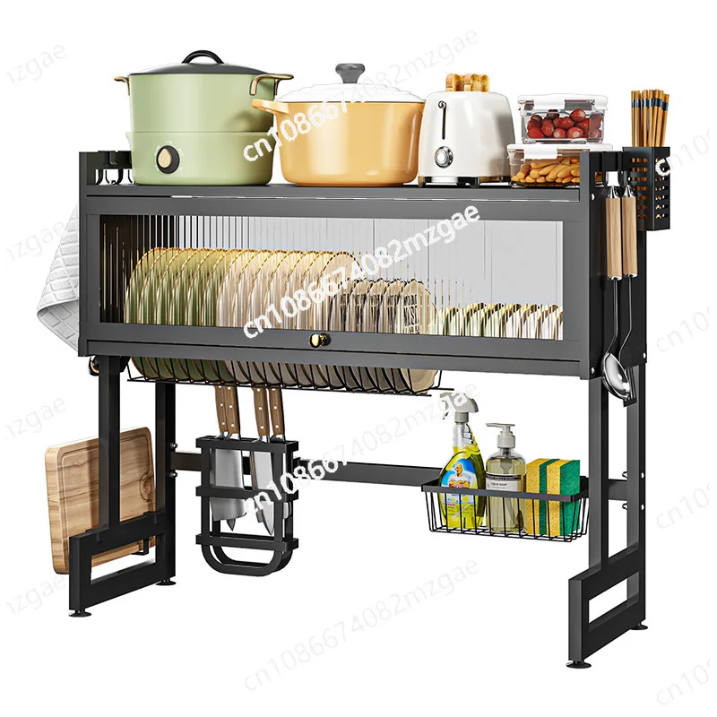 

Kitchen Sink Shelf Countertop Sink Sink Dust-proof Cupboard Storage Multifunctional Tableware Storage Drain Rack